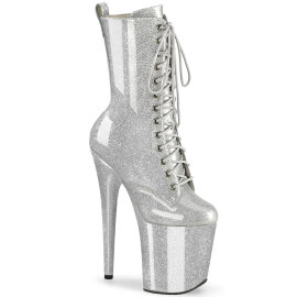 Pleaser FLAMINGO-1040GP Bottines à plateforme Revêtement laqué Paillettes Argent EU-37 / US-7