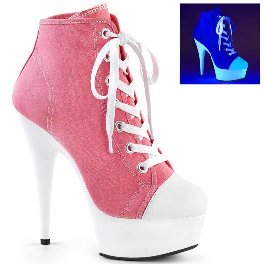 Pleaser Bottines DELIGHT-600SK-02 Rose Néon Blanc EU-39/US-9