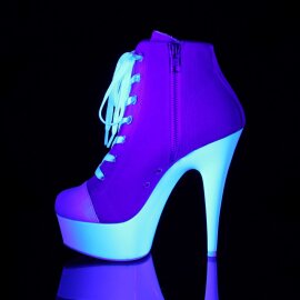 Pleaser Bottines DELIGHT-600SK-02 Rose Néon Blanc EU-39/US-9