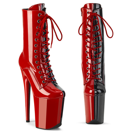 Pleaser FLAMINGO-1040TT Bottines à plateforme Revêtement laqué Noir Rouge EU-37 / US-7