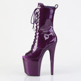 Pleaser FLAMINGO-1041GP Bottines à plateforme Revêtement laqué Paillettes Lilas foncé EU-35 / US-5