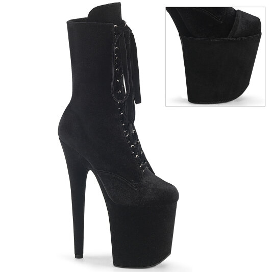Pleaser FLAMINGO-1045VEL Bottines à plateforme Velours Noir EU-38 / US-8