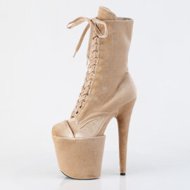 Pleaser FLAMINGO-1045VEL Bottines à plateforme Velours Beige EU-35 / US-5