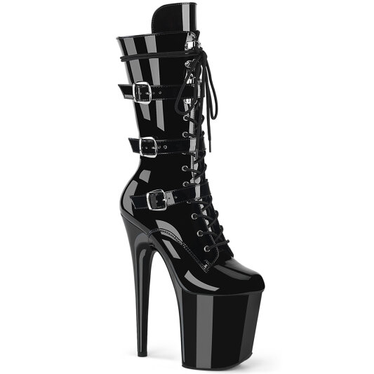 Pleaser FLAMINGO-1053 Bottines à plateforme Revêtement laqué Noir EU-35 / US-5