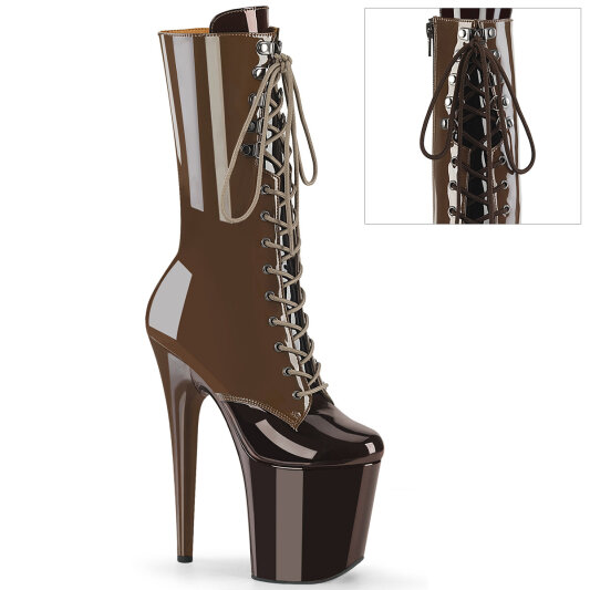 Pleaser FLAMINGO-1054DC Bottines à plateforme Revêtement laqué Marron Mocha EU-35 / US-5