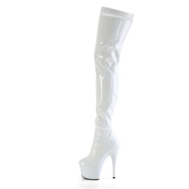 Pleaser FLAMINGO-3000 Cuissardes à plateforme Revêtement laqué Blanc EU-38 / US-8