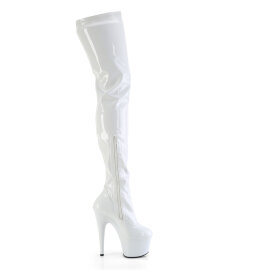 Pleaser FLAMINGO-3000 Cuissardes à plateforme Revêtement laqué Blanc EU-37 / US-7