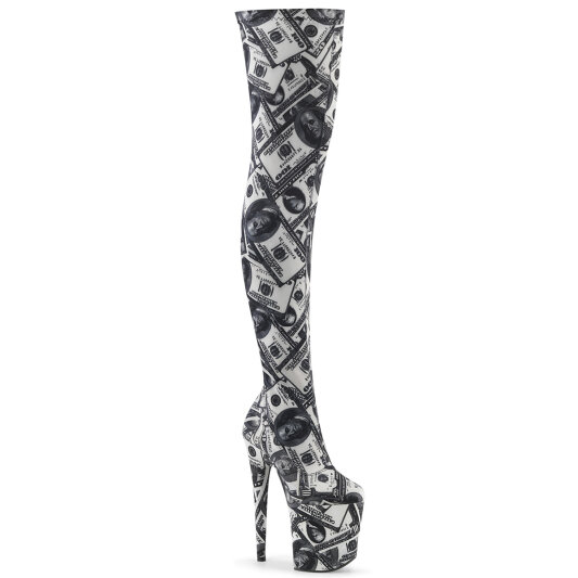 Pleaser FLAMINGO-3000DP Cuissardes à plateforme Tissu Noir Blanc EU-40 / US-10