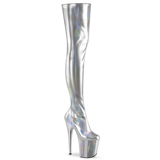 Pleaser FLAMINGO-3000HWR Cuissardes à plateforme Holo Argent EU-41 / US-11