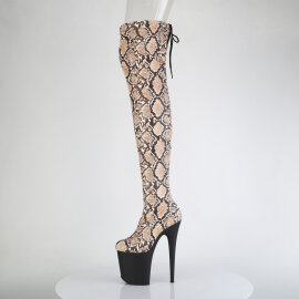 Pleaser FLAMINGO-3008SP-BT Cuissardes à plateforme Imprimé serpent Marron EU-35 / US-5