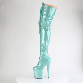 Pleaser FLAMINGO-3020GP Cuissardes à plateforme Revêtement laqué Paillettes Turquoise EU-35 / US-5