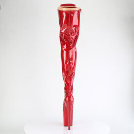 Pleaser FLAMINGO-3020GP Cuissardes à plateforme Revêtement laqué Paillettes Rouge EU-37 / US-7