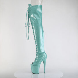 Pleaser FLAMINGO-3021GP Cuissardes à plateforme Revêtement laqué Paillettes Turquoise EU-35 / US-5