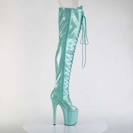Pleaser FLAMINGO-3021GP Cuissardes à plateforme Revêtement laqué Paillettes Turquoise EU-37 / US-7