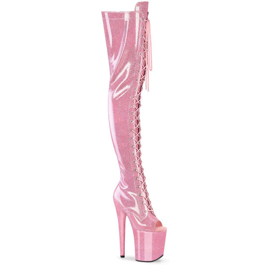 Pleaser FLAMINGO-3021GP Cuissardes à plateforme Revêtement laqué Rose EU-42 / US-12