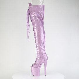 Pleaser FLAMINGO-3021GP Cuissardes à plateforme Revêtement laqué Paillettes Lilas EU-35 / US-5