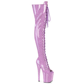 Pleaser FLAMINGO-3021GP Cuissardes à plateforme Revêtement laqué Paillettes Lilas EU-37 / US-7
