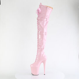 Pleaser FLAMINGO-3028 Cuissardes à plateforme Revêtement laqué Rose EU-38 / US-8
