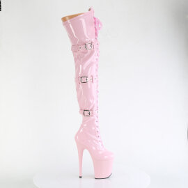 Pleaser FLAMINGO-3028 Cuissardes à plateforme Revêtement laqué Rose EU-38 / US-8