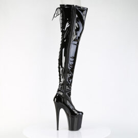 Pleaser FLAMINGO-3850 Cuissardes à plateforme Revêtement laqué Noir EU-35 / US-5