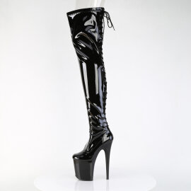 Pleaser FLAMINGO-3850 Cuissardes à plateforme Revêtement laqué Noir EU-37 / US-7