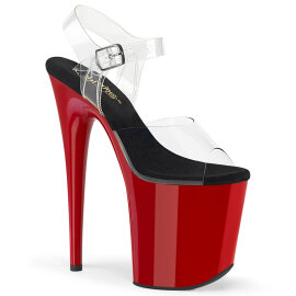 Pleaser FLAMINGO-808 Sandales à plateforme Transparent Rouge EU-35 / US-5