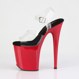 Pleaser FLAMINGO-808 Sandales à plateforme Transparent Rouge EU-37 / US-7