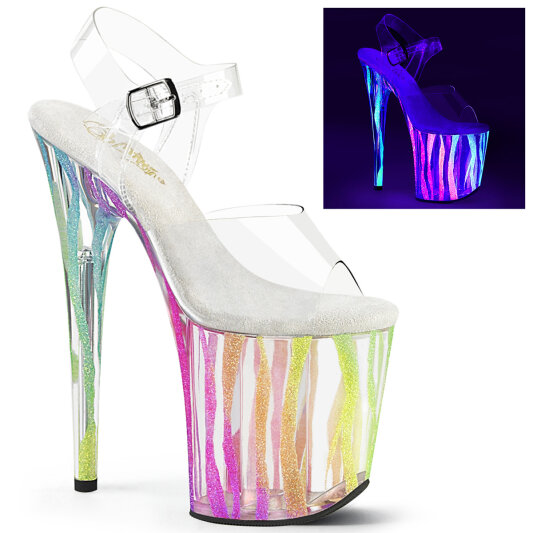 Pleaser FLAMINGO-808RG-03 Sandales à plateforme Transparent Paillettes Multicolore EU-37 / US-7