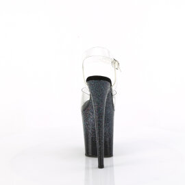 Pleaser FLAMINGO-808SS Sandales à plateforme Transparent Paillettes Noir EU-36 / US-6