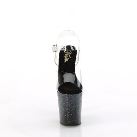 Pleaser FLAMINGO-808SS Sandales à plateforme Transparent Paillettes Noir EU-37 / US-7