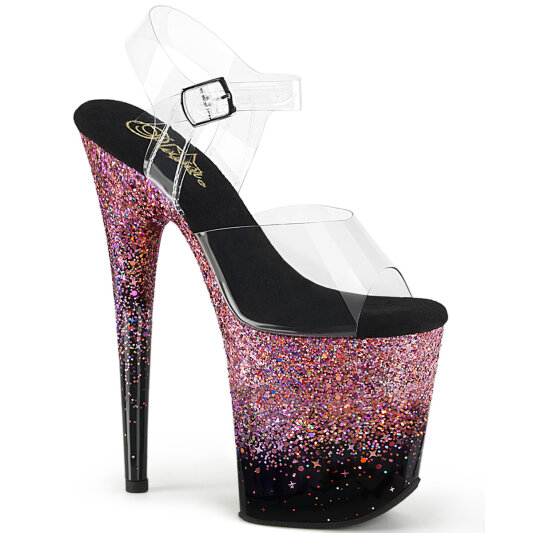 Pleaser FLAMINGO-808SS Sandales à plateforme Transparent Paillettes Rose EU-37 / US-7