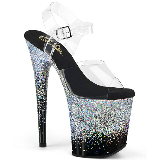 Pleaser FLAMINGO-808SS Sandales à plateforme Transparent Paillettes Argent EU-35 / US-5