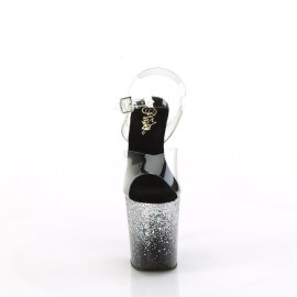 Pleaser FLAMINGO-808SS Sandales à plateforme Transparent Paillettes Argent EU-35 / US-5