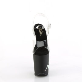 Pleaser FLAMINGO-808TGRS Sandales à plateforme Transparent Strass Noir Argent EU-37 / US-7