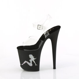 Pleaser FLAMINGO-808TGRS Sandales à plateforme Transparent Strass Noir Argent EU-38 / US-8