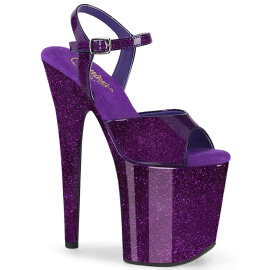 Pleaser FLAMINGO-809GP Sandales à plateforme Revêtement laqué Paillettes Lilas foncé EU-35 / US-5