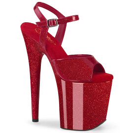 Pleaser FLAMINGO-809GP Sandales à plateforme Revêtement laqué Paillettes Rouge EU-37 / US-7