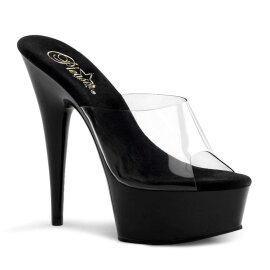 Pleaser Mules DELIGHT-601 Transparent Noir EU-35/US-5