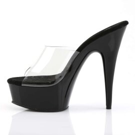 Pleaser Mules DELIGHT-601 Transparent Noir EU-35/US-5
