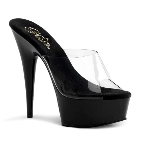 Pleaser Mules DELIGHT-601 Transparent Noir EU-37/US-7