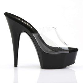 Pleaser Mules DELIGHT-601 Transparent Noir EU-38/US-8