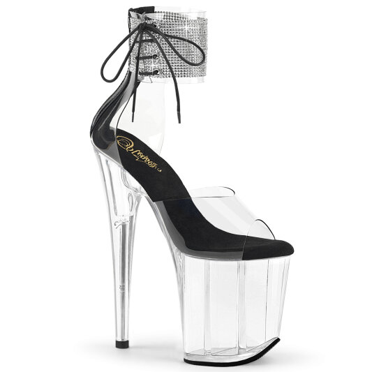 Pleaser FLAMINGO-824RS Sandales à plateforme Transparent Strass Noir EU-42 / US-12