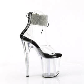 Pleaser FLAMINGO-824RS Sandales à plateforme Transparent Strass Noir EU-42 / US-12