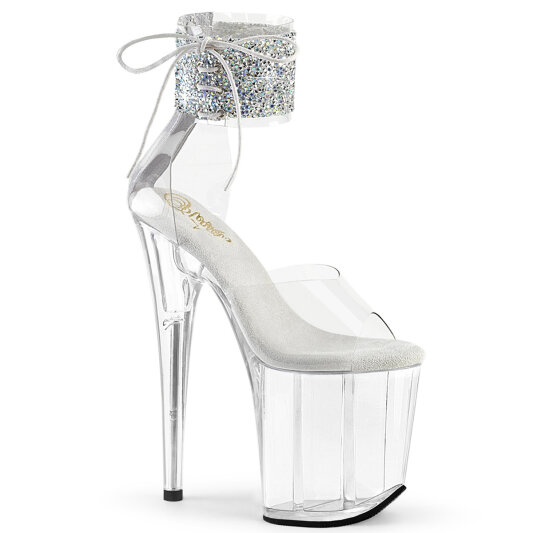 Pleaser FLAMINGO-824RS-02 Sandales à plateforme Transparent Strass EU-35 / US-5