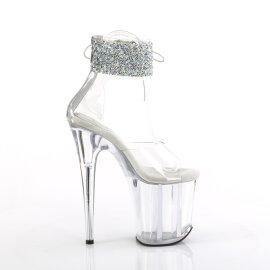 Pleaser FLAMINGO-824RS-02 Sandales à plateforme Transparent Strass EU-40 / US-10