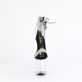 Pleaser FLAMINGO-827RS Sandales à plateforme Transparent Strass Argent Noir EU-35 / US-5