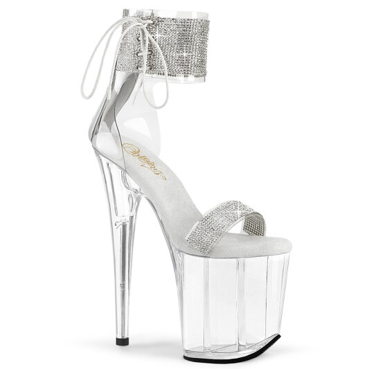 Pleaser FLAMINGO-827RS Sandales à plateforme Transparent Strass Argent EU-35 / US-5