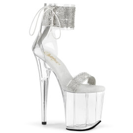 Pleaser FLAMINGO-827RS Sandales à plateforme Transparent Strass Argent EU-35 / US-5