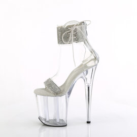 Pleaser FLAMINGO-827RS Sandales à plateforme Transparent Strass Argent EU-35 / US-5