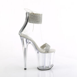 Pleaser FLAMINGO-827RS Sandales à plateforme Transparent Strass Argent EU-35 / US-5